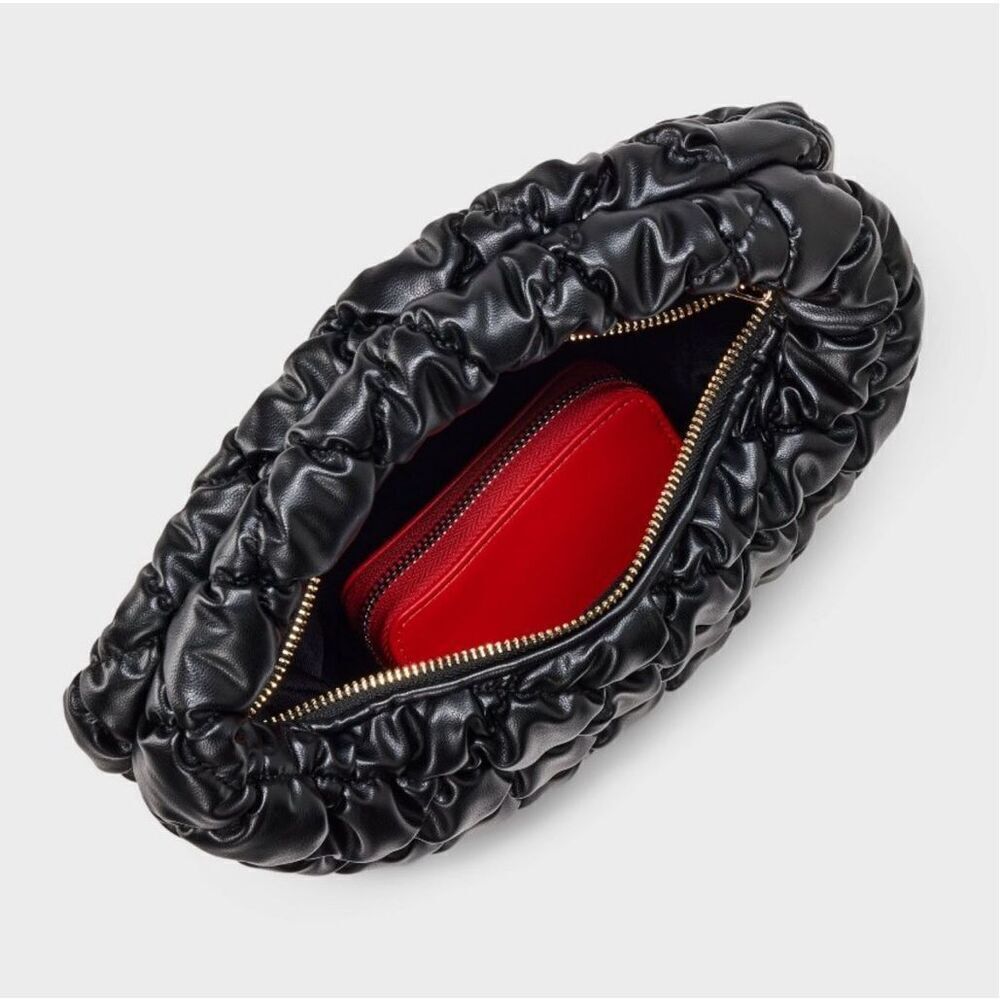 A New Day Black Bubble Quilted Handbag Top Handle Small Stylish - Picture 3 of 5